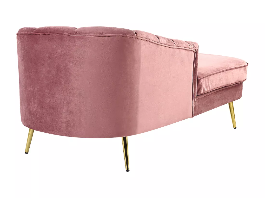 Chaise longue côté droit en velours rose ALLIER