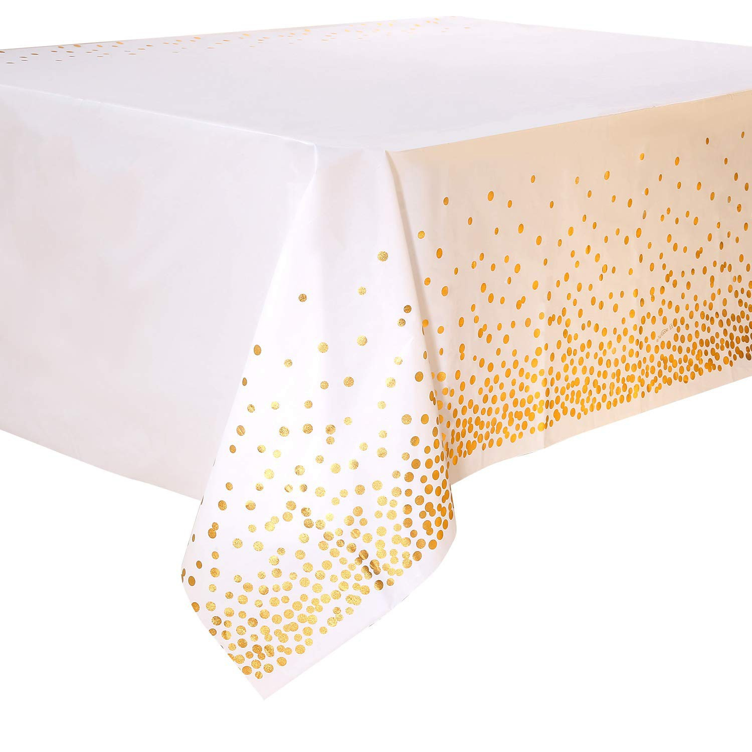 (270x135cm) Deko Tischdecke Party Dekoration Tisch Tuch Punkte Design - Weiss / Gold