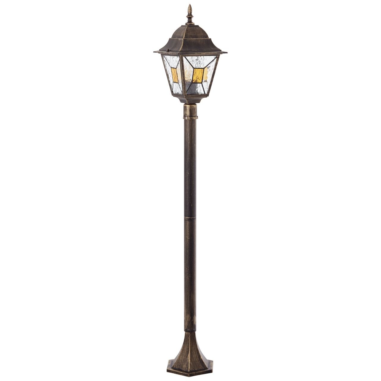 BRILLIANT Janel Außenstandleuchte 120cm schwarz gold | 1x A60, E27, 60W, geeignet für Normallampen (nicht enthalten)