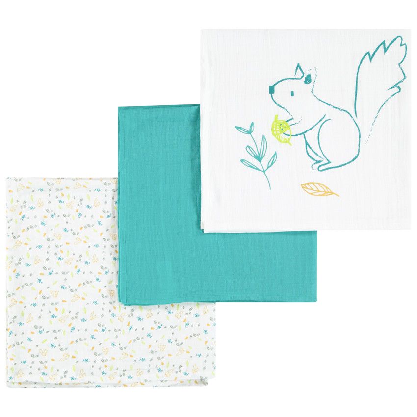 Lot de 3 langes en gaze de coton garçon - Ecru