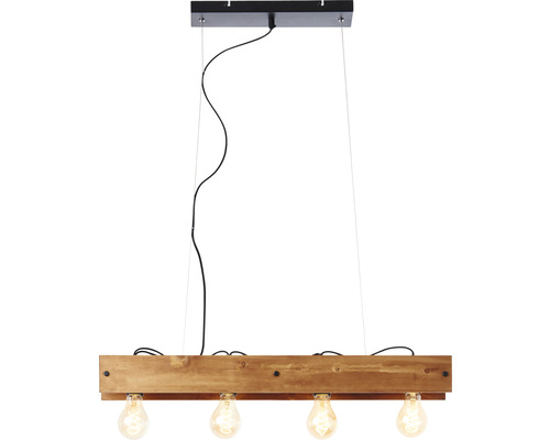 Hanglamp, 4-lichts, HxLxB 120x12x75 cm, licht hout/zwart