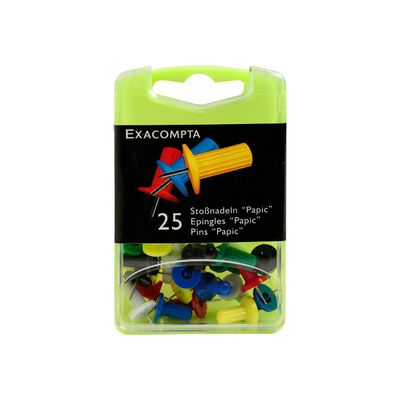 Exacompta - 25 Épingles papic - 10 mm - couleur assorties