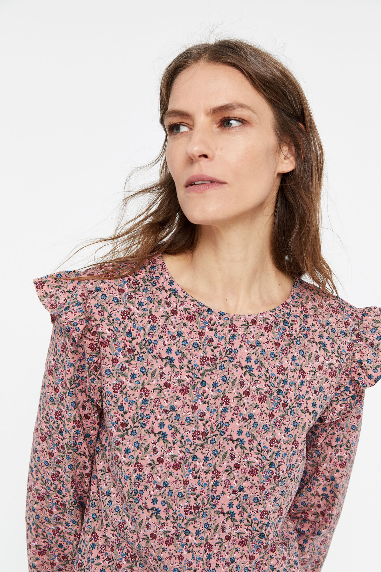 Camiseta básica com babados - Fúcsia