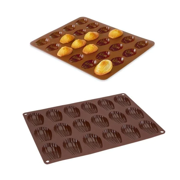Lot de 2 Flexi'plaques en silicone 18 madeleines et 24 mini-madeleines