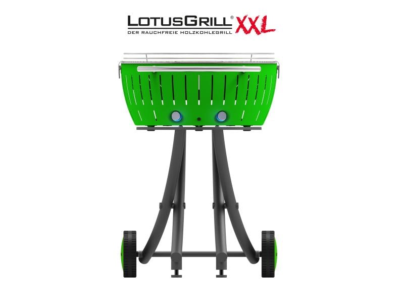 LotusGrill Holzkohlegrill XXL Limettengrün Rauchfreier Holzkohle-Grill für Garten und Balkon