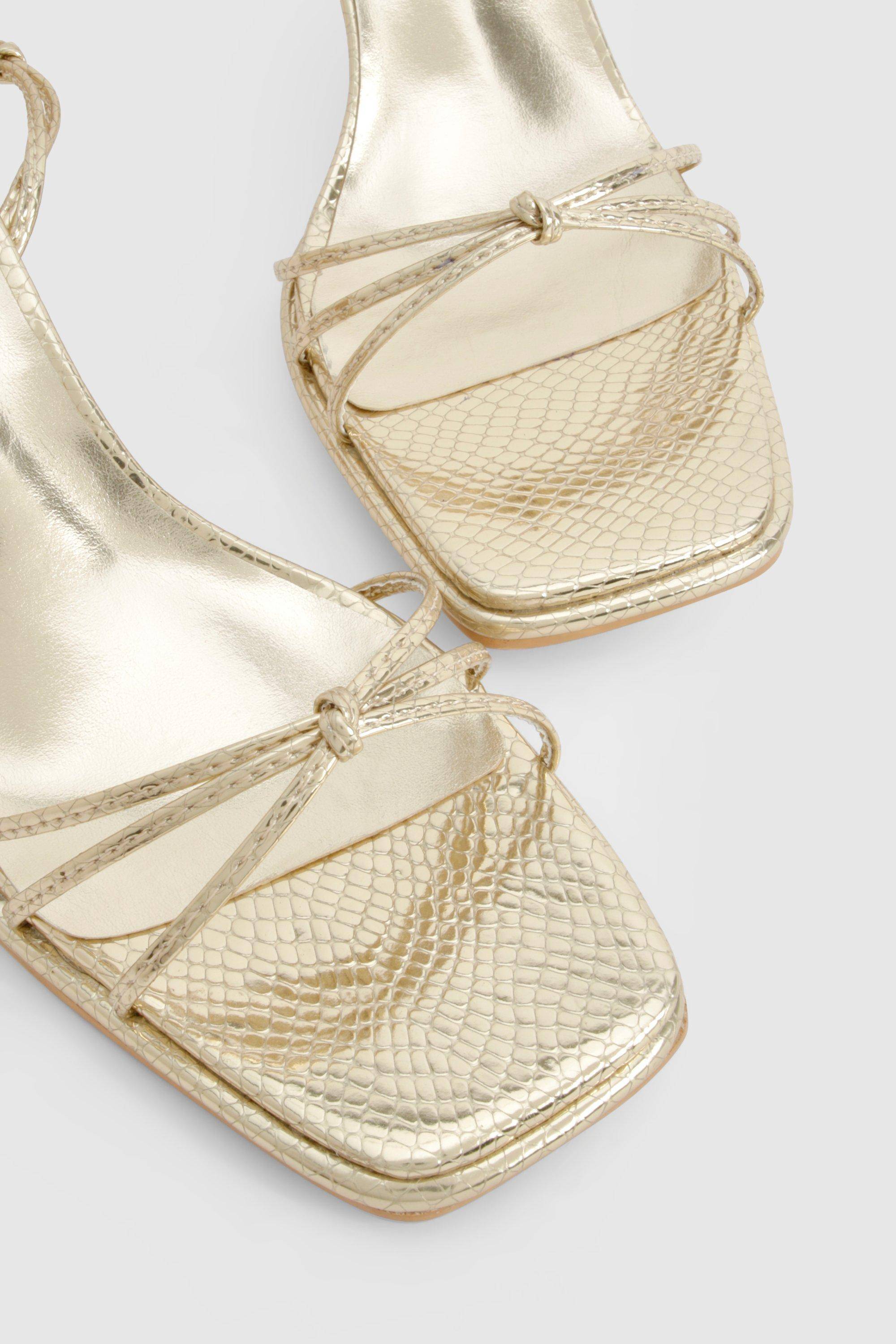 boohoo Talons métalliques à lanières effet croc et coupe large