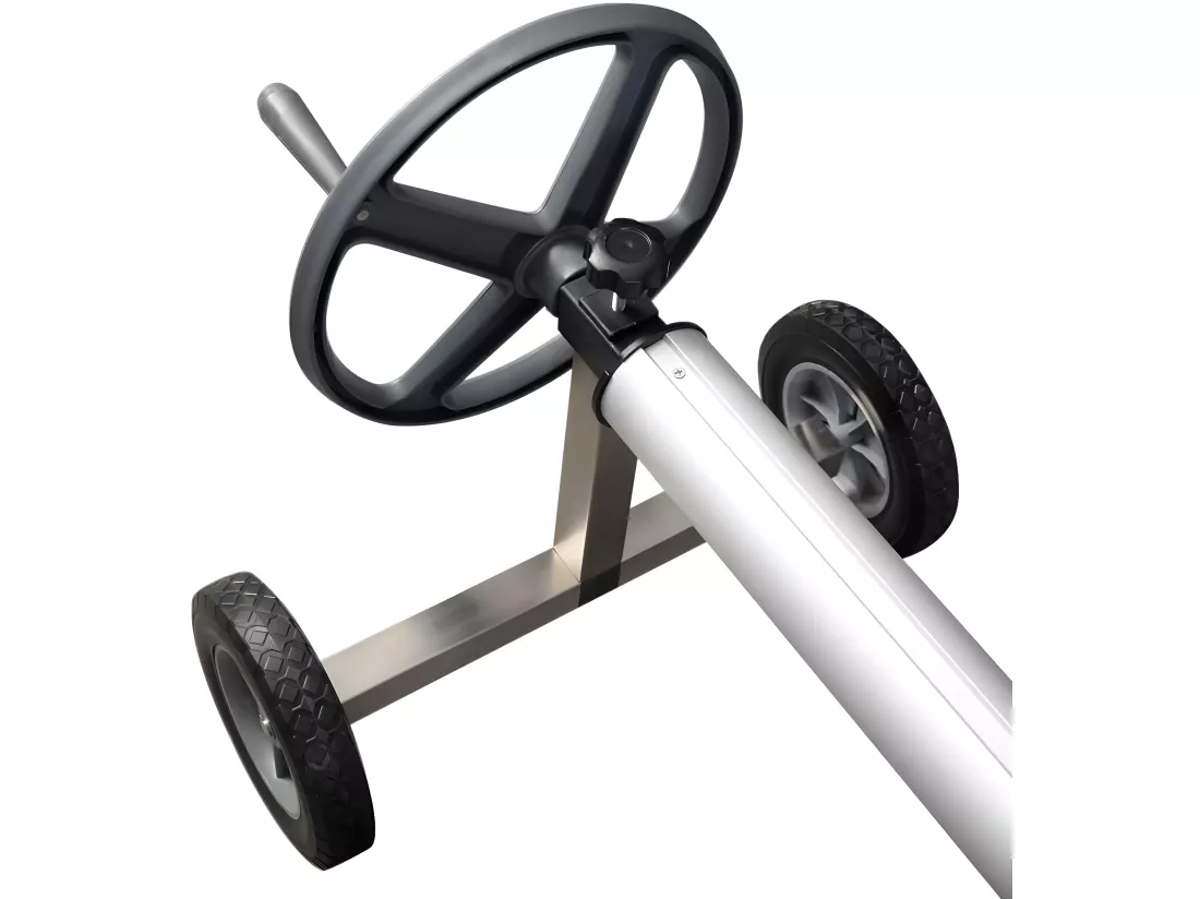 Enrouleur de Bâche Télescopique Enrouleur de Couverture Thermique pour Piscine en Aluminium et Acier Inoxydable 4,2-4,6 m