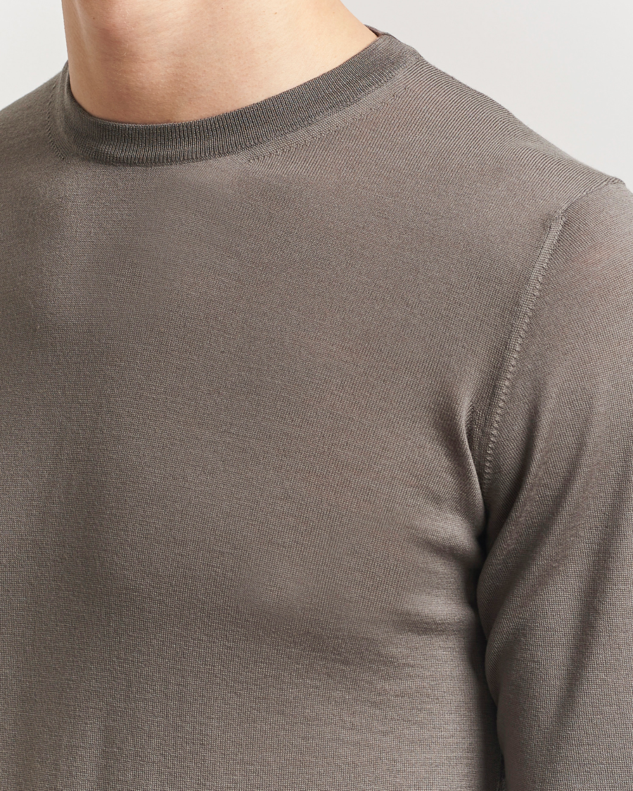 Piacenza Cashmere Merino Wool Crew Neck Sweater Taupe
