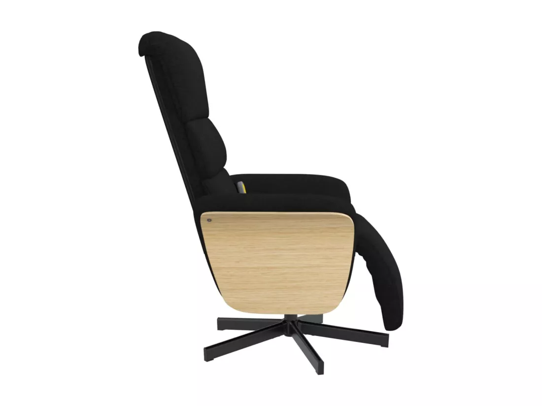 Fauteuil inclinable de massage avec repose-pieds noir tissu
