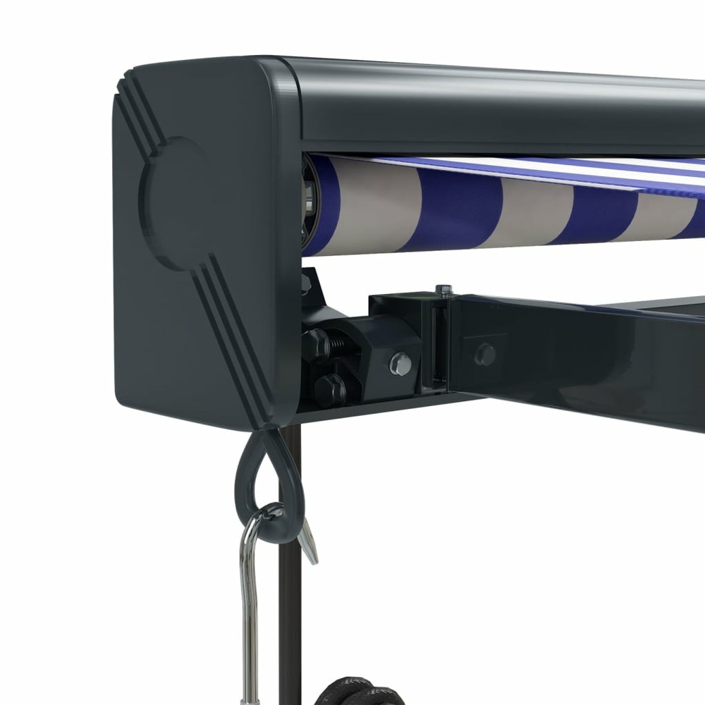 Auvent rétractable bleu et blanc 3x2,5 m tissu et aluminium