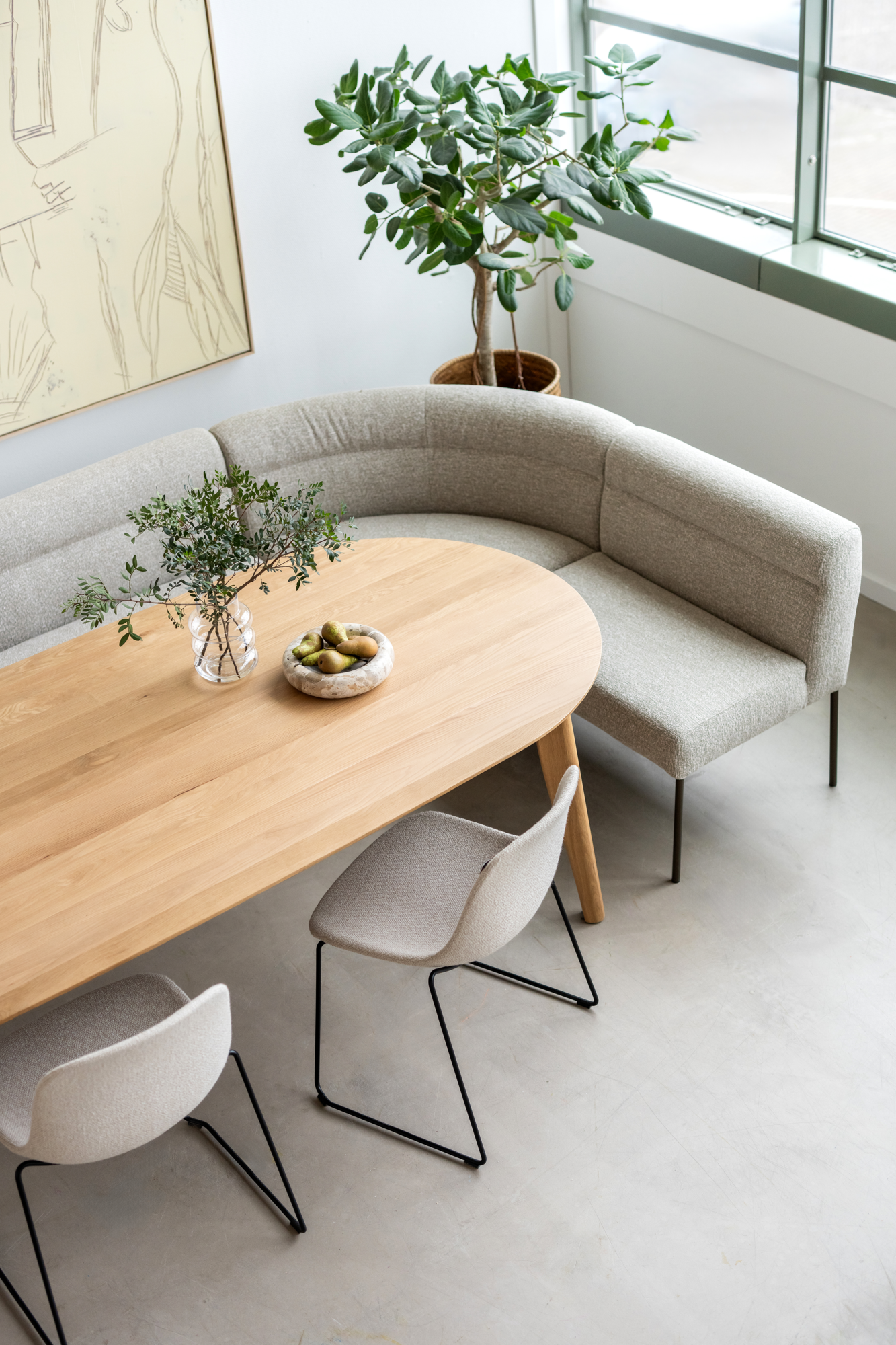 Eetkamerbank Mia lodge beige 285 cm links