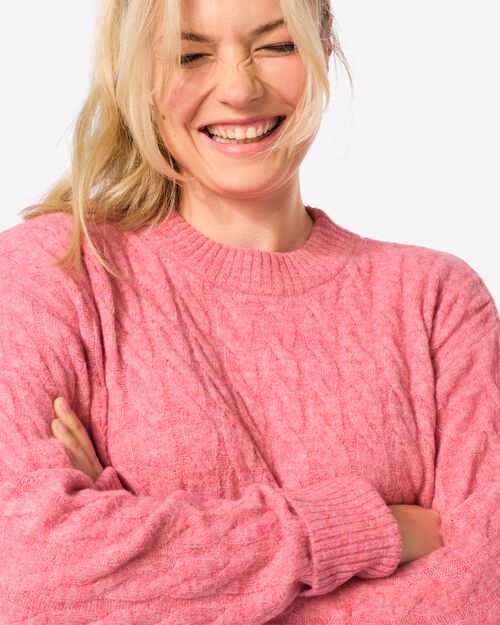 pull en maille Vicky pour femme rose