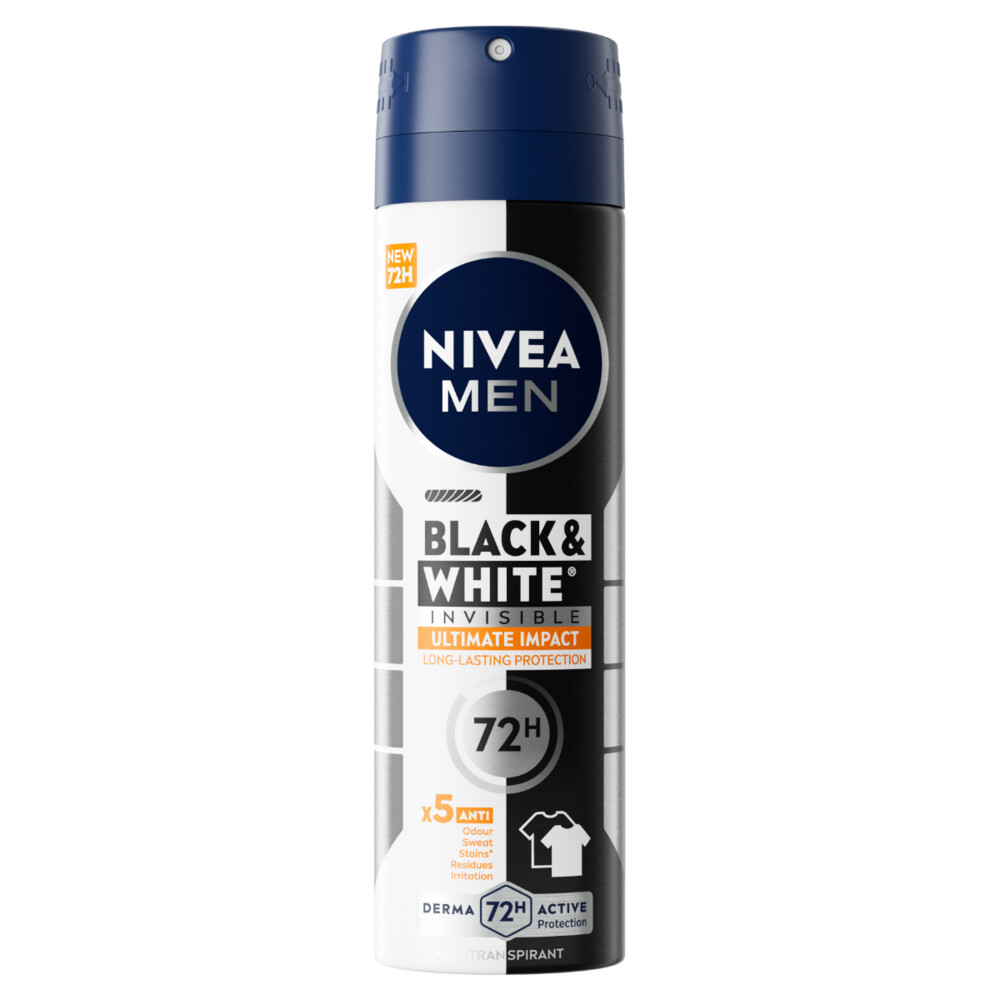 6x Nivea Men Deodorant Spray Black & White Ultimate Impact150 ml