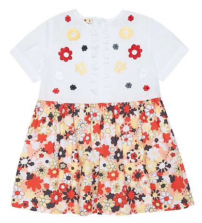Marni Kleid - Weiß/Rosa m. Blumen