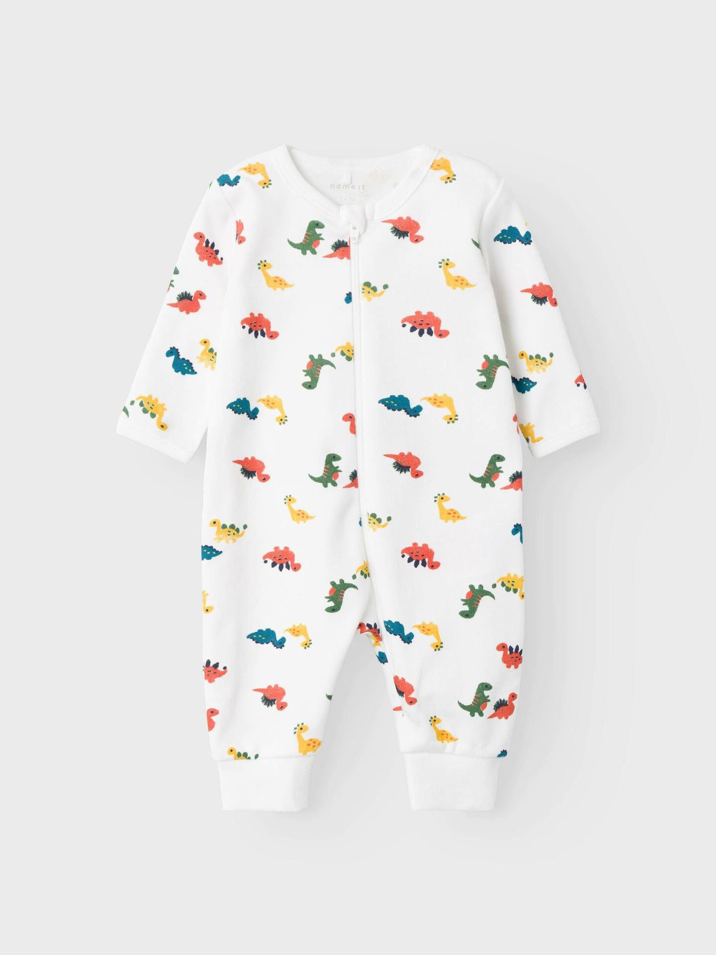 Nightsuit Zip Bright White Dino