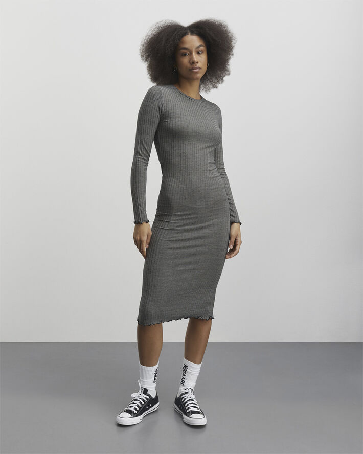 Mads Nørgaard - Copenhagen 5x5 Stripe Boa Dress Sort og hvid med striber