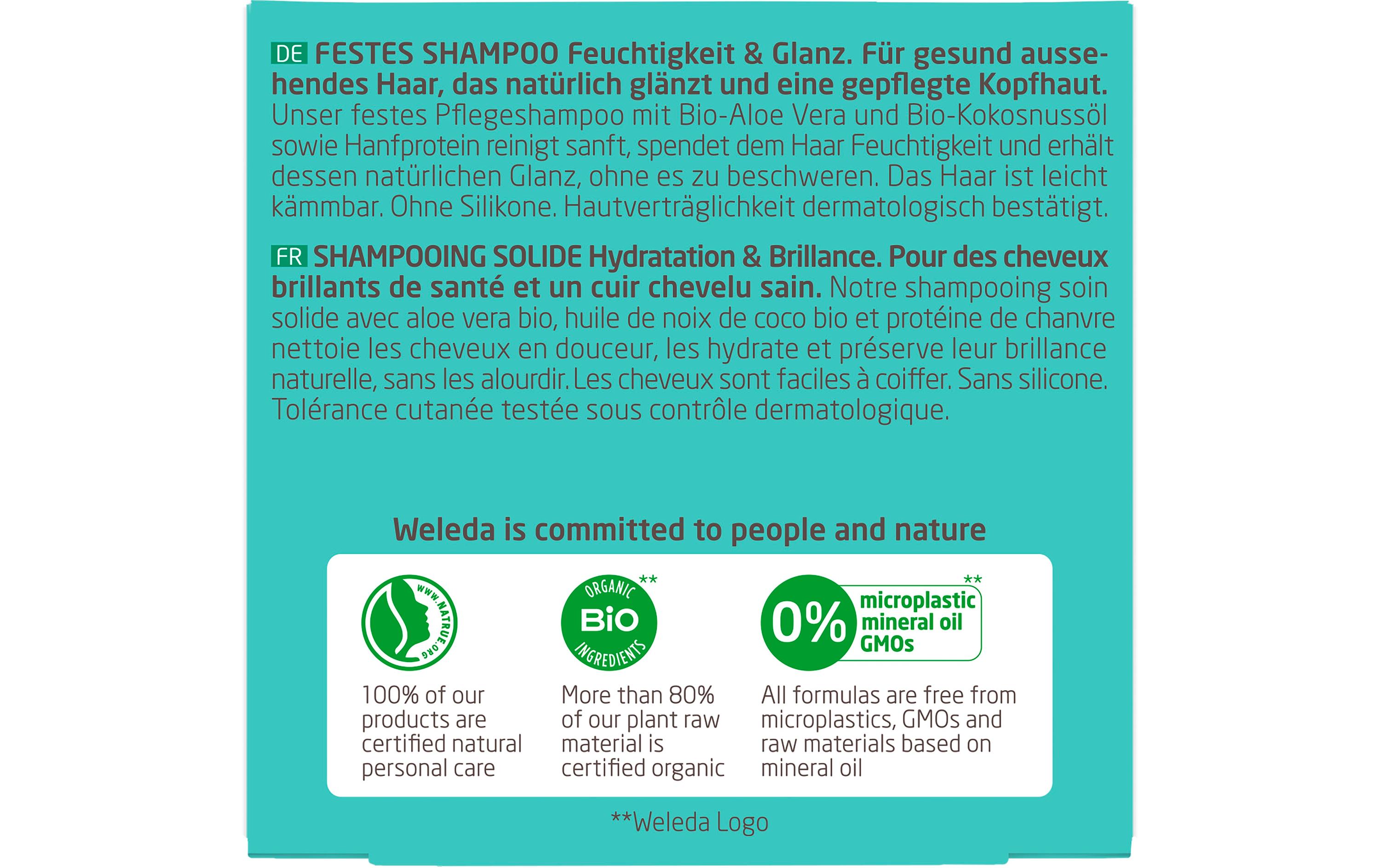 Festes Shampoo Feuchtigkeit Glanz 50 gNatürliches Shampoo verleiht gesund aussehendes Haar, das natürlich glänzt