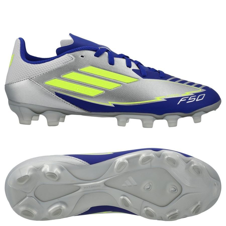 adidas F50 Messi League MG La Vida Rapida - Argenté/Jaune/Bleu Enfant