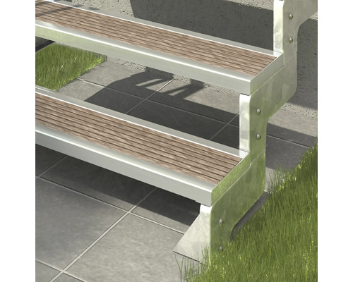 Pertura Tallis buitentrap zonder leuning, 2 stootborden, 100 cm metalen treden