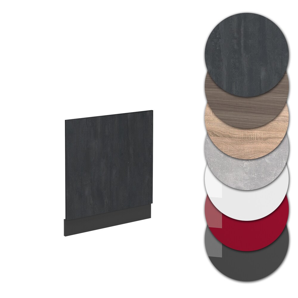 Vicco Geschirrspülerblende R-Line Schwarz Beton Anthrazit 60 cm mit Arbeitsplatte Weiß-Marmor