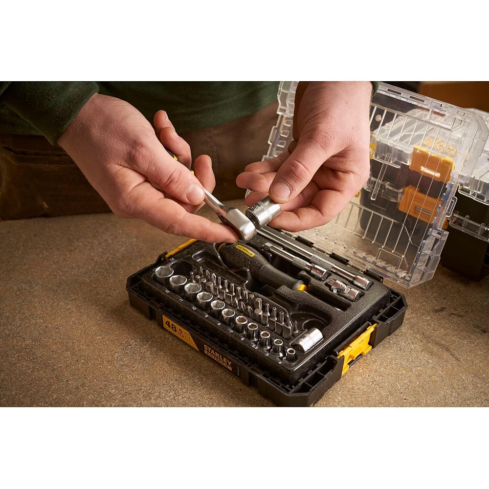 Stanley - COFFRET DE DOUILLES STAKBOX M - ¼’’ - JEU DE 48 PCS - FATMAX - FMMT98101-0 Multicolore : Bricolage