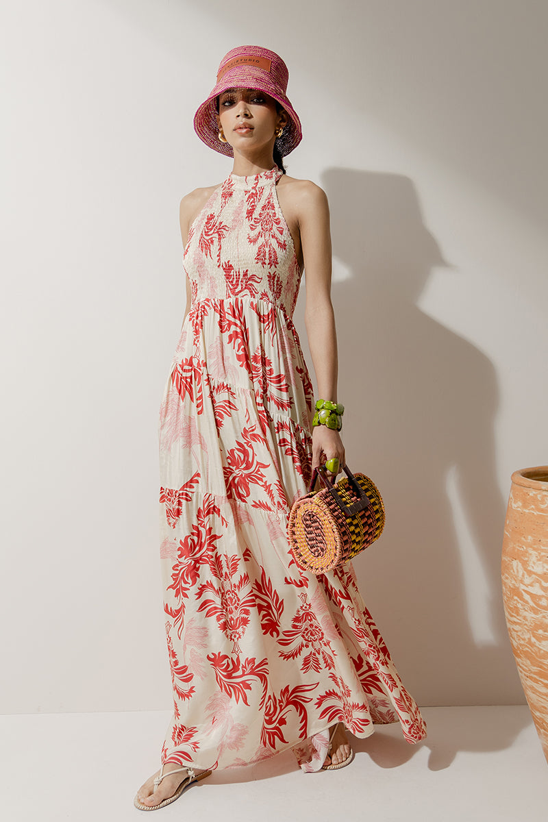 Robe à corsage élastiqué