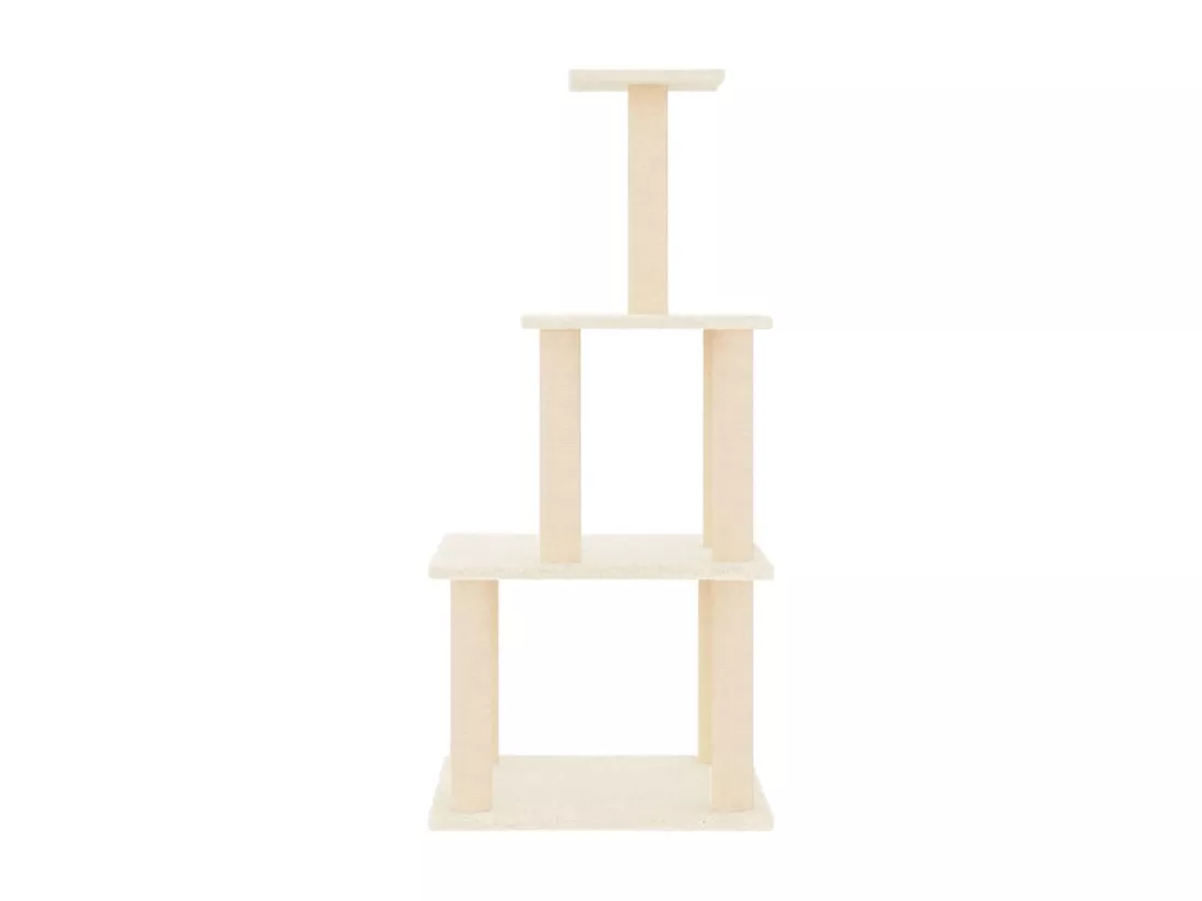 Arbre à chat avec griffoirs en sisal crème 111 cm
