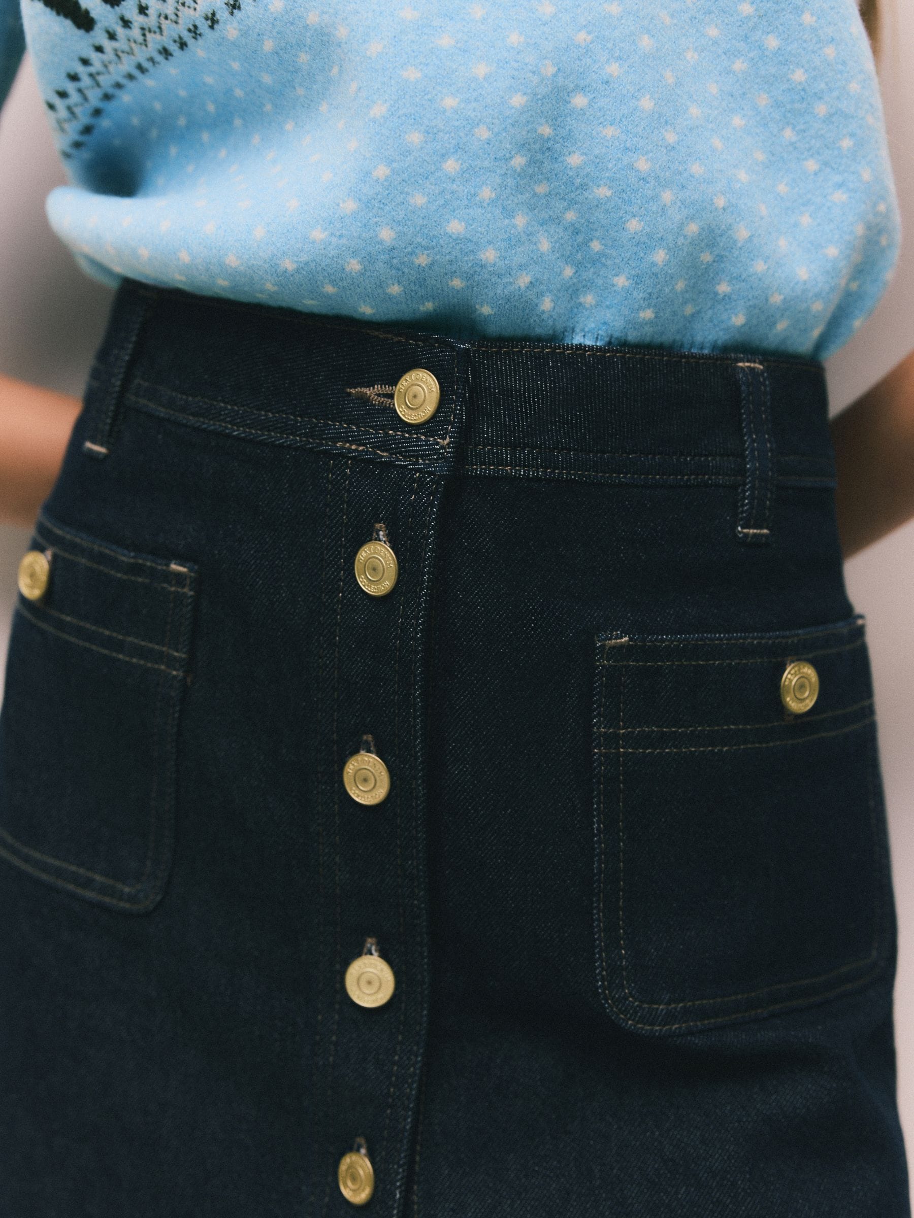 Wassing - Denim Patch Pocket Mini Skirt
