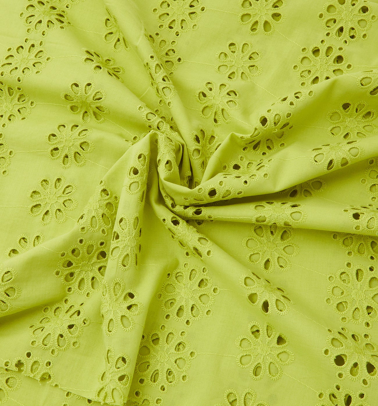 Coupon 3 m broderie anglaise - Vert anis