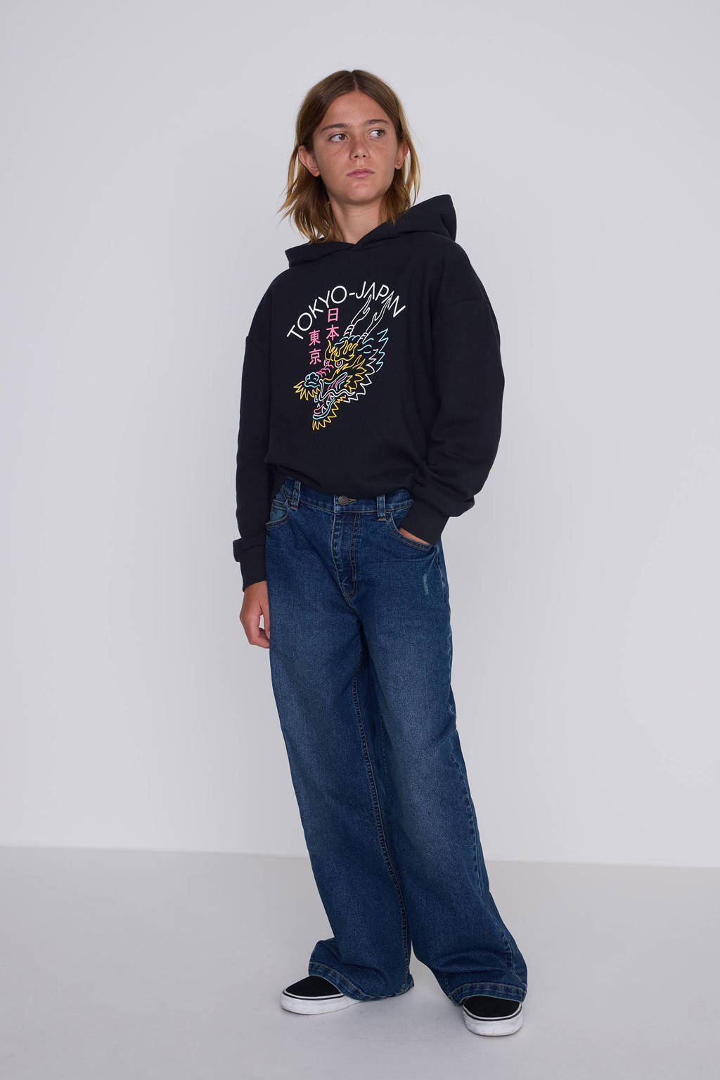 Coolcat Wide Leg Jeans Dominic Donker Blauw