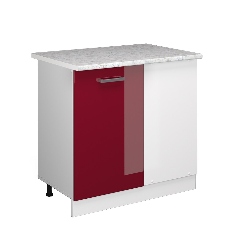 Vicco Eckunterschrank Küchenschrank Küchenzeile R-Line 86 cm Weiß Bordeaux Tür Hochglanz Arbeitsplatte