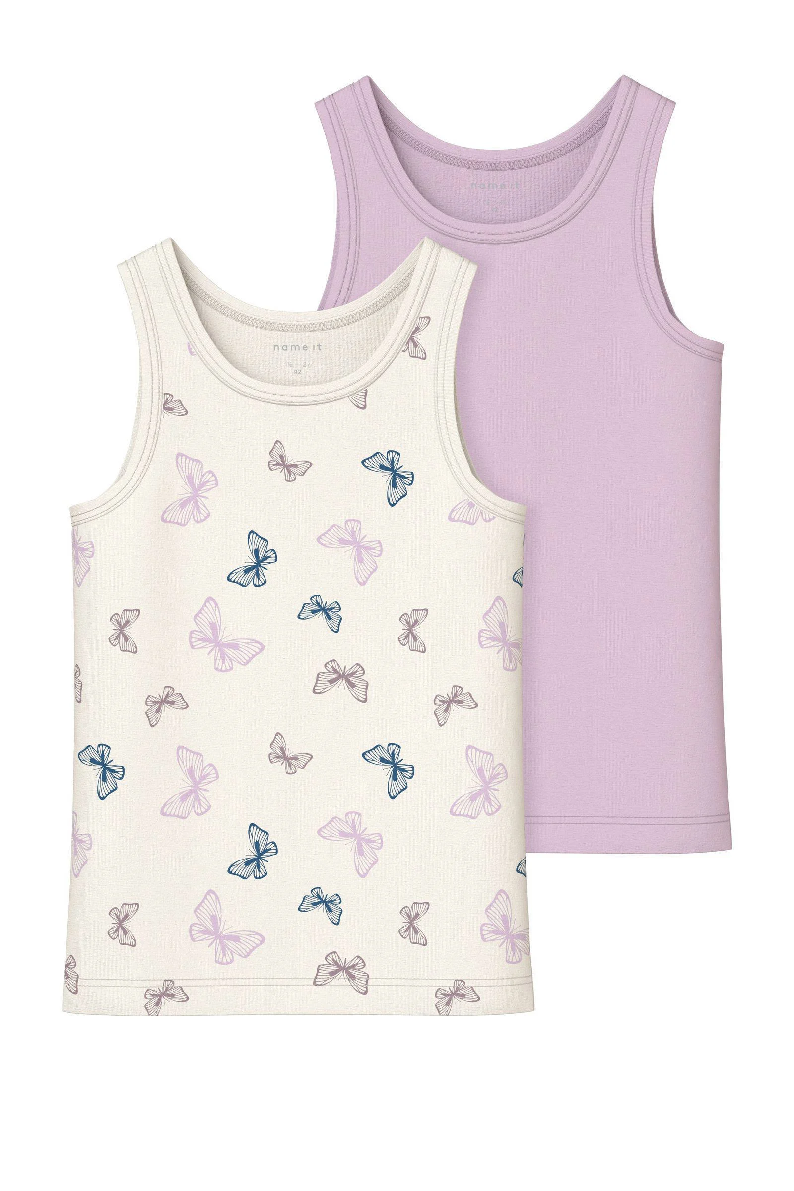NAME IT hemd  met vlinders - set van 2 roze/ecru