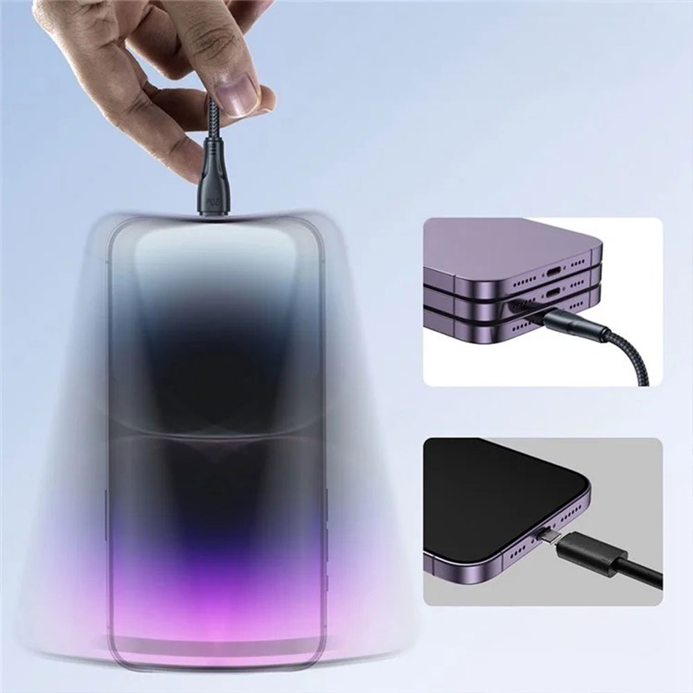 (25cm) 20W USB C auf Lightning Nylon Ladekabel Datenkabel Fast Charge - Schwarz