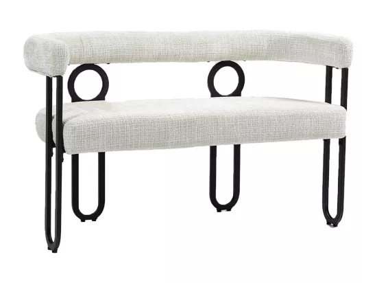 Haobosic - Canapé Double Moderne en Tissu Chenille Beige, Design Dossier Arrondi, Cadre Métallique Solide, 250 kg Capacité, Élégant et Confortable