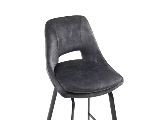 Lot de 2 tabourets de bar - Velours et Métal - Anthracite - KELINE de Maison Céphy