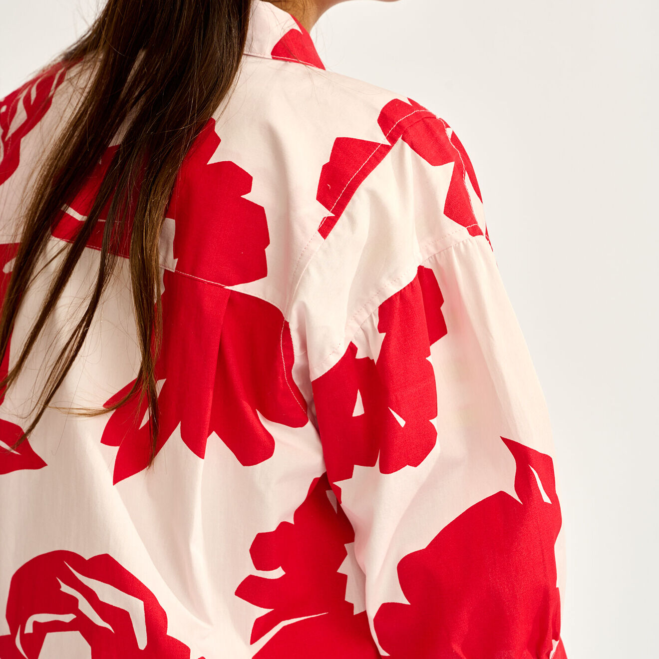 Bellerose Chemise Ave à fleurs rouge