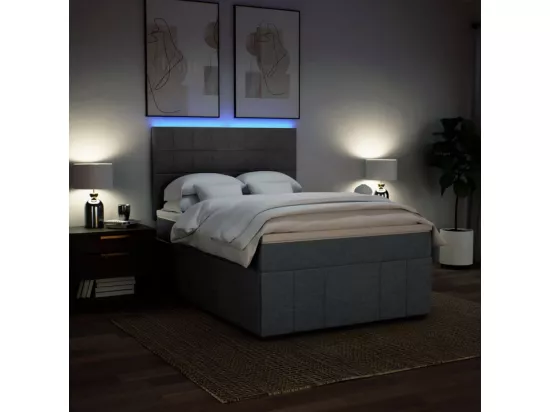 Sommier à lattes de lit avec matelas Gris foncé 160x200cm Tissu