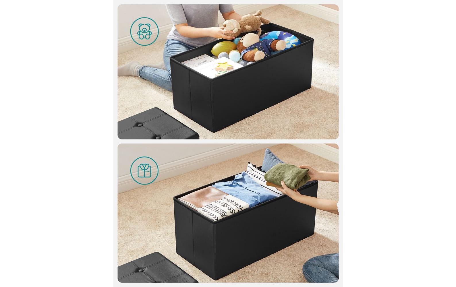 Sitztruhe mit Aufbewahrung 76 x 38 cm, SchwarzTruhenbank