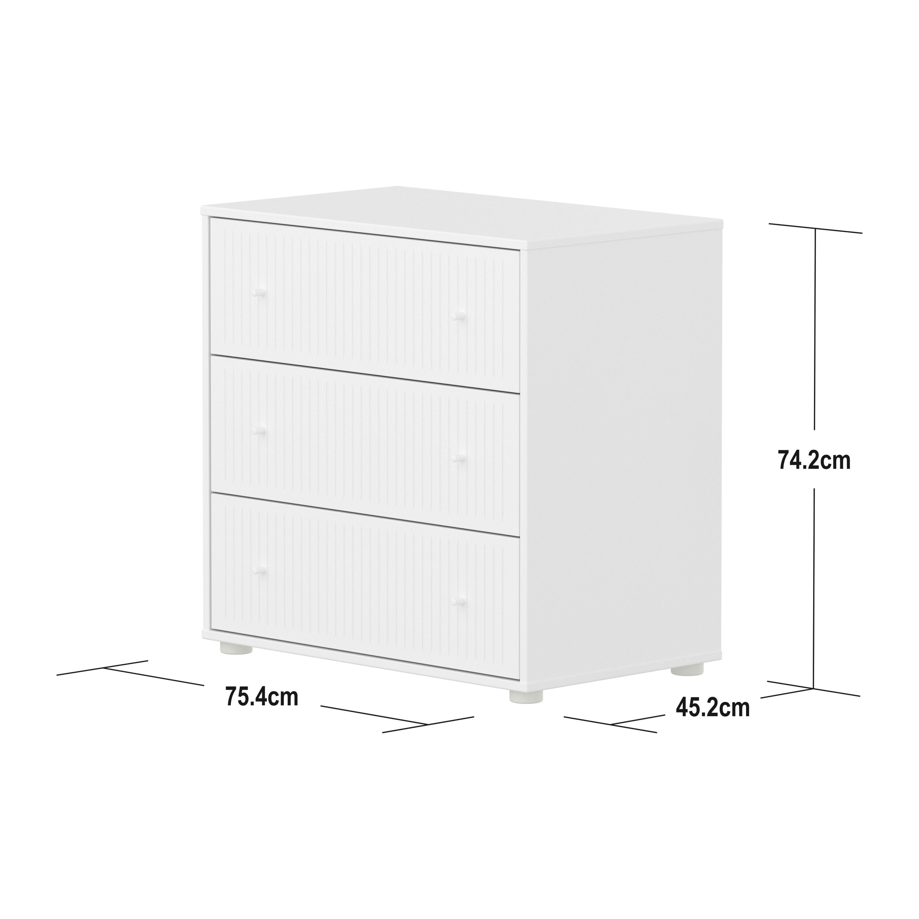 Flexa SAGA Kommode - Weiss / B: 75.0 cm x T: 45.0 cm x H: 74.0 cm