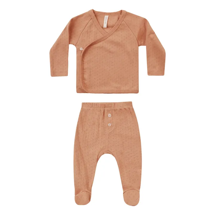 Quincy Mae Cache-Cœur et Legging à Pied Boutonné | Abricot