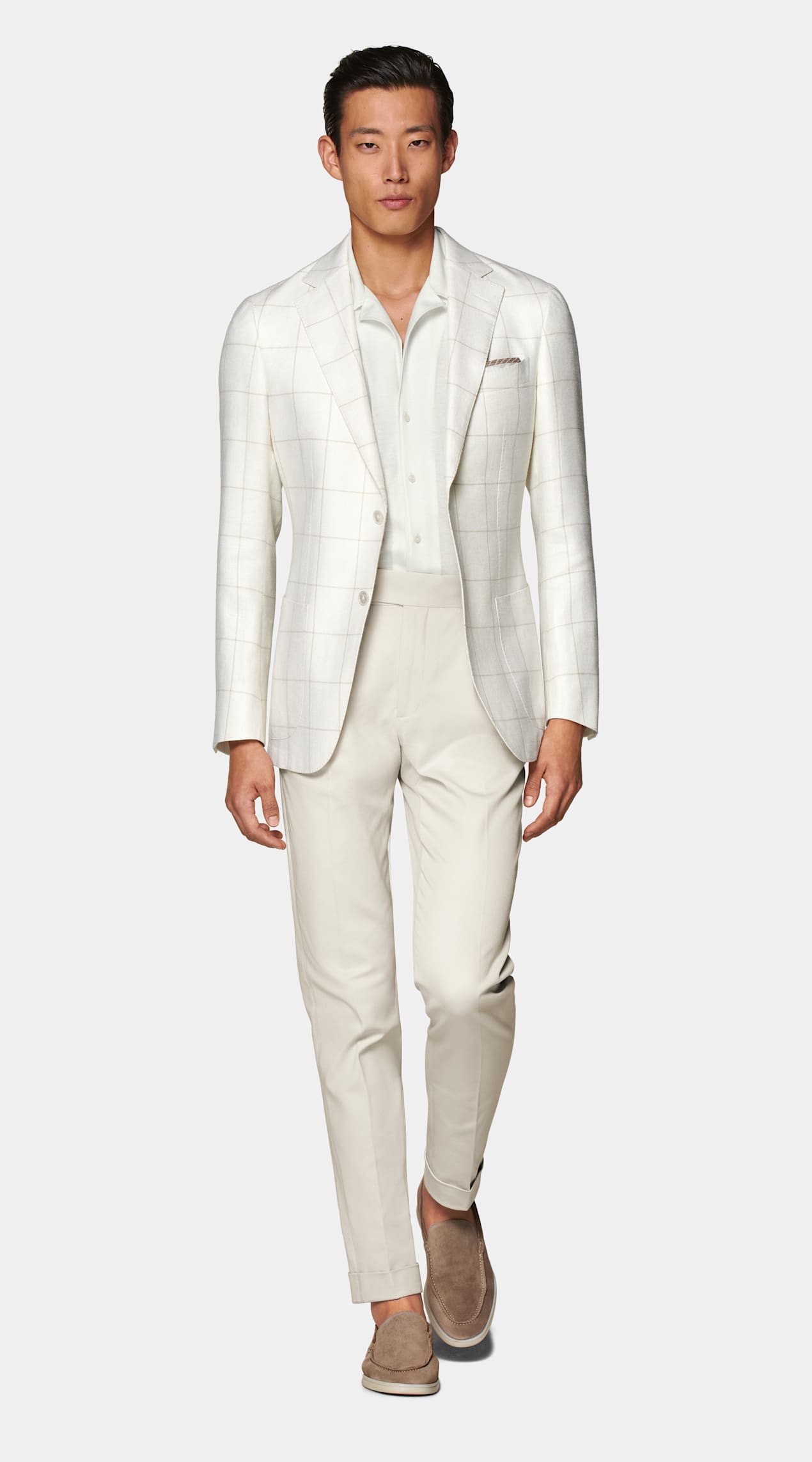 Blazer Havana coupe Tailored blanc cassé à carreaux