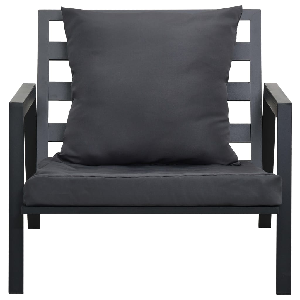 Salon de jardin meuble d'extérieur ensemble de mobilier 4 pièces avec coussins aluminium gris foncé