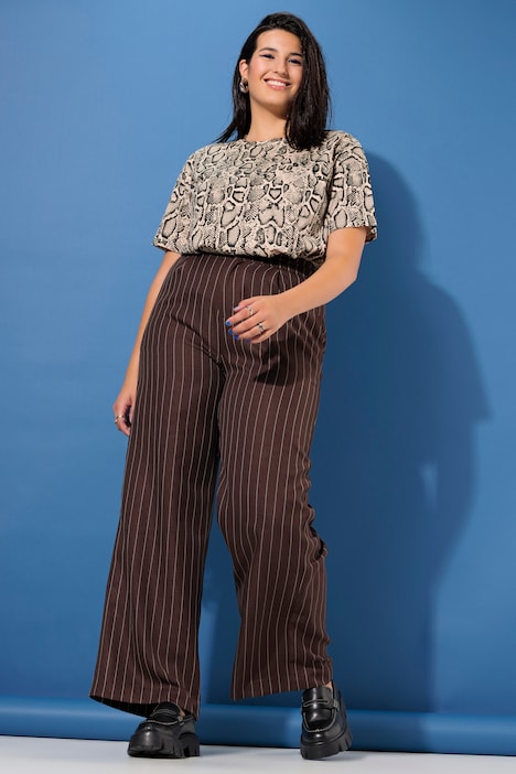 Hose, High Waist, weites Bein, Schimmer, Nadelstreifen
