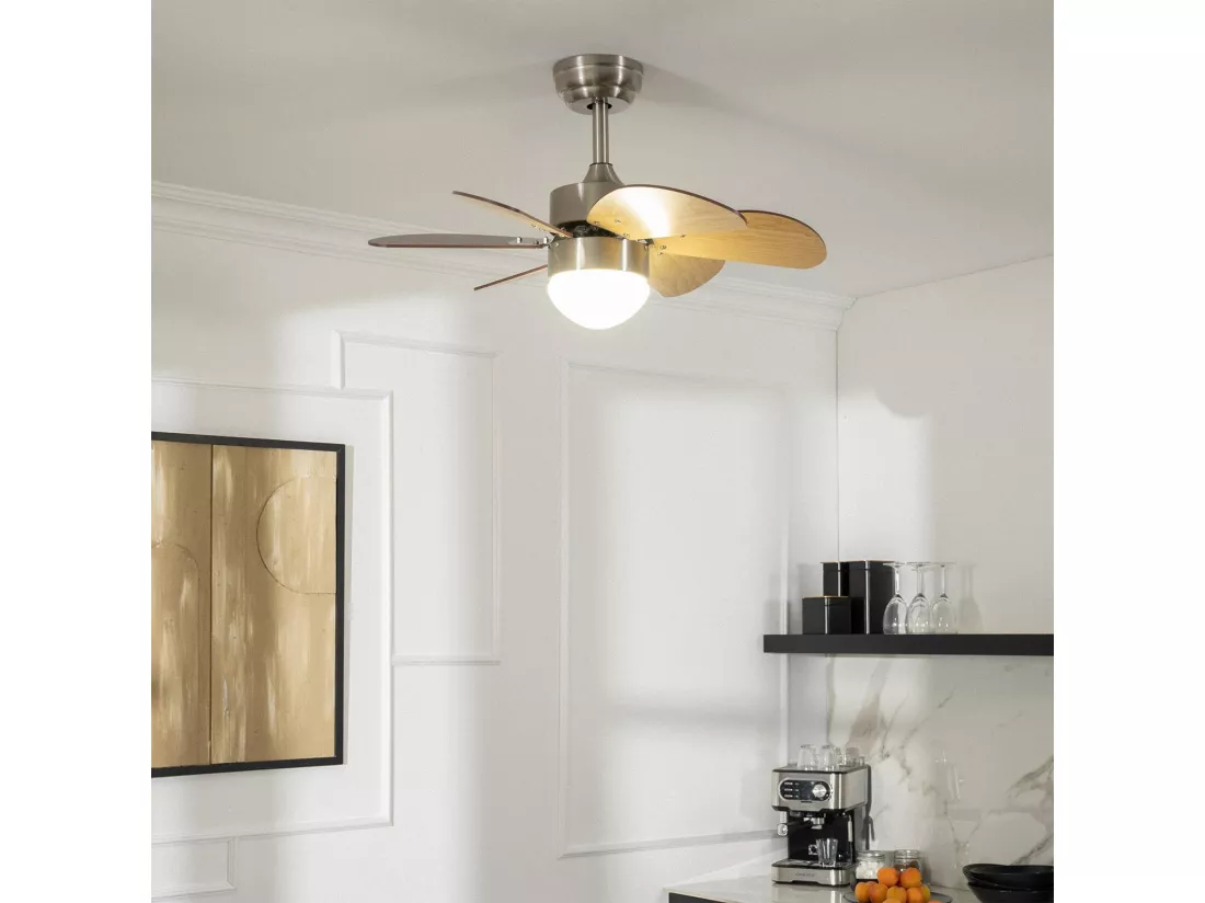 Ventilateur de Plafond Silencieux Orion Bois 81cm Moteur DC Argent