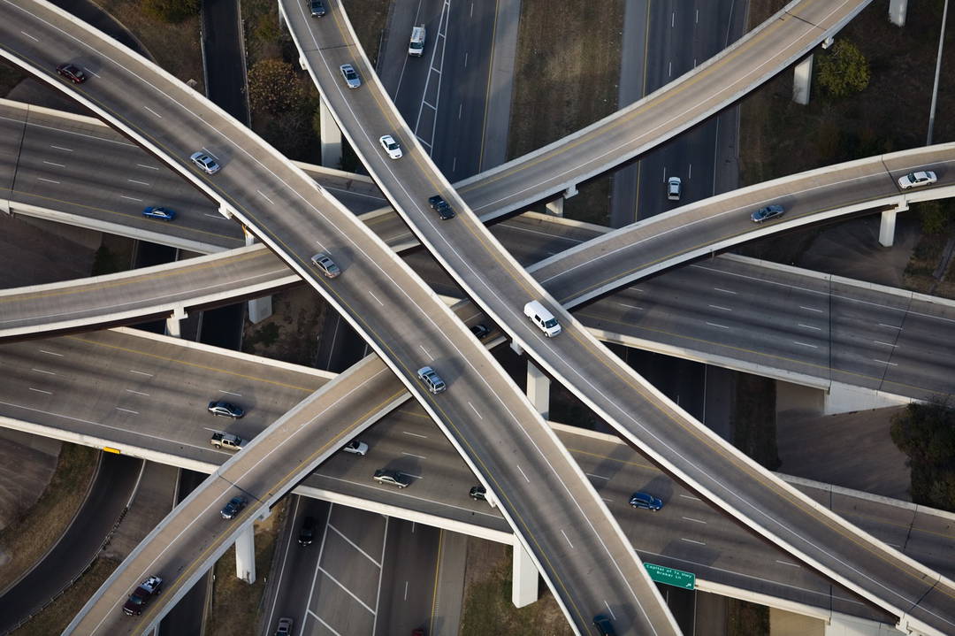 Inverted Cloverleaf interchange RT1 and RT183, Austin, Texas by Alex Maclean - Limited Edition. Edition of: 100. Signed.
