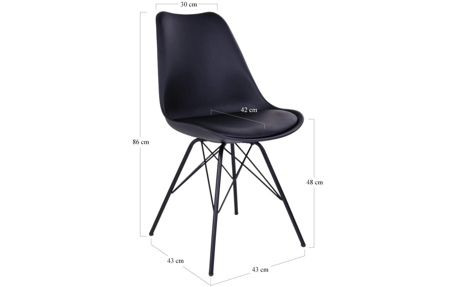 Stuhl Oslo 2 Stück, 57 x 86 cm, Schwarz<br>Robuste Esszimmerstühle
