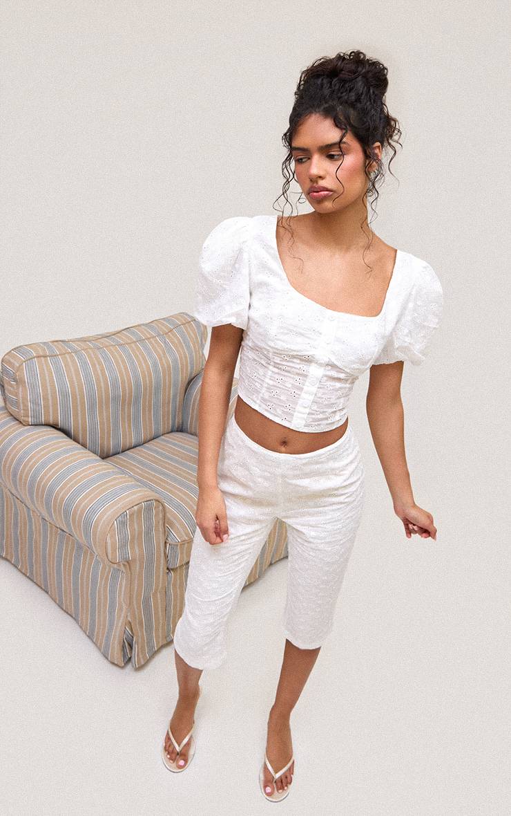 Blanc Capri En Coton Broderie Anglaise