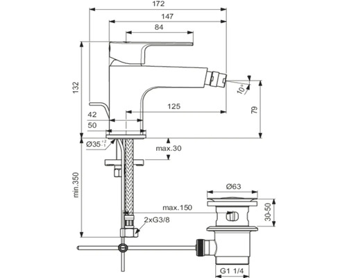 Ideal standard bidetmengkraan CERAFINE D chroom BC691AA