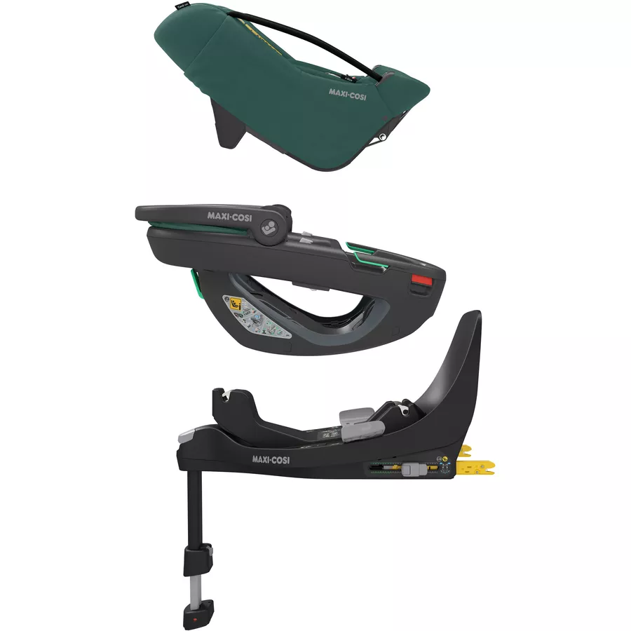 MAXI COSI Set Babyschale Coral 360 Essential Green plus Basisstation FamilyFix 360