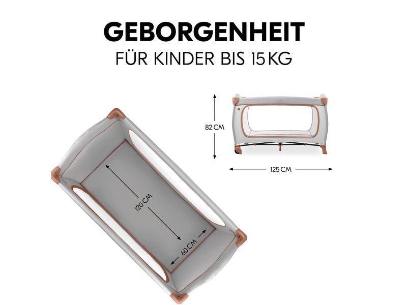 Hauck Reisebett Sleep N Play Go Plus Dusty-cork Reisebett und Laufstall auf Rollen